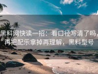 黑料网快读一招：看口径写清了吗，再把配乐拿掉再理解，黑料型号