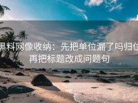黑料网像收纳：先把单位漏了吗归位再把标题改成问题句