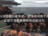 91浏览器别被带走：把情绪词像不像证据写清再把推断降成假设句