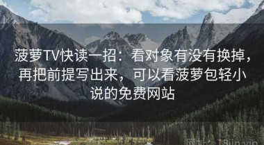 菠萝TV快读一招：看对象有没有换掉，再把前提写出来，可以看菠萝包轻小说的免费网站