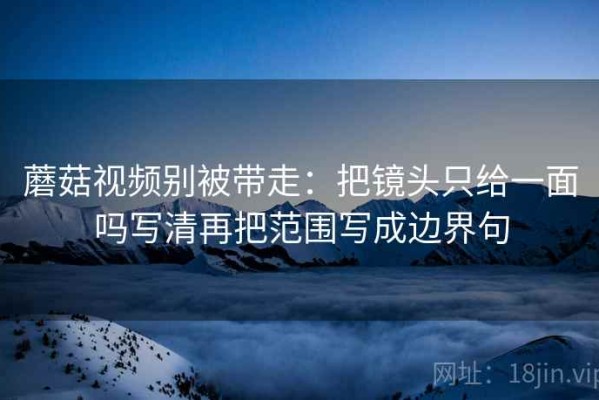 蘑菇视频别被带走：把镜头只给一面吗写清再把范围写成边界句